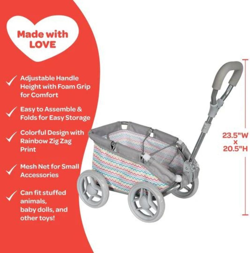 Adora Creative Rainbow Zig Zag Baby Doll Wagon for Fun and Educational Pretend Play, Doll Accessory That Fits Most Dolls and Stuffed Animals, Birthday Gift for Ages 3+ - Image 5